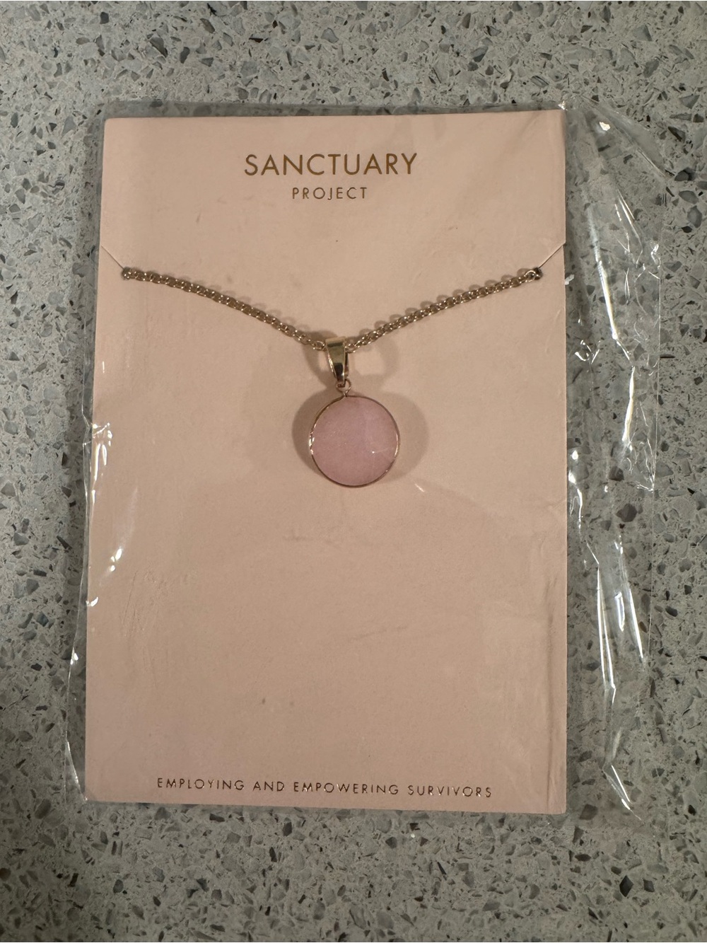 Sanctuary Project Gold Tone and Rose Quartz Necklace with Pink Pendant